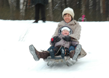 sledging with mum