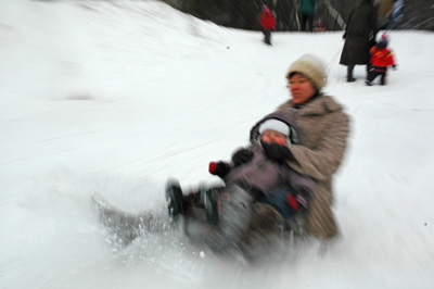 sledging with mum